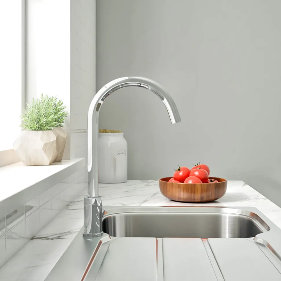 Vellamo Revolve Single Lever Mono Kitchen Mixer - Polished Chrome