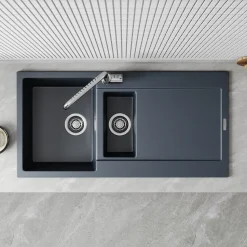 Vellamo Rocca 1.5 Bowl Granite Composite Inset Kitchen Sink & Waste - 1000 x 500mm