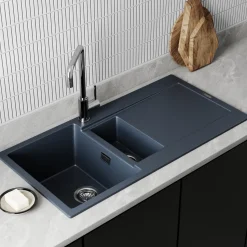 Vellamo Rocca 1.5 Bowl Granite Composite Inset Kitchen Sink & Waste - 1000 x 500mm