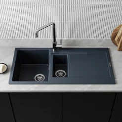 Vellamo Rocca 1.5 Bowl Granite Composite Inset Kitchen Sink & Waste - 1000 x 500mm