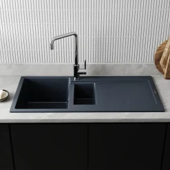 Vellamo Rocca 1.5 Bowl Granite Composite Inset Kitchen Sink & Waste - 1000 x 500mm