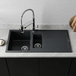 Vellamo Rocca 1.5 Bowl Granite Composite Inset Kitchen Sink & Waste - 1000 x 500mm
