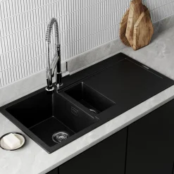 Vellamo Rocca 1.5 Bowl Granite Composite Inset Kitchen Sink & Waste - 1000 x 500mm