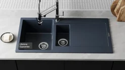 Vellamo Rocca 1.5 Bowl Granite Composite Inset Kitchen Sink & Waste - 1000 x 500mm