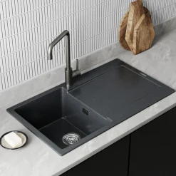 Vellamo Rocca Compact 1 Bowl Granite Composite Inset Kitchen Sink & Waste - 860 x 500mm
