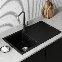 Vellamo Rocca Compact 1 Bowl Granite Composite Inset Kitchen Sink & Waste - 860 x 500mm
