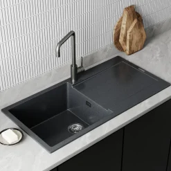 Vellamo Rocca Large 1 Bowl Granite Composite Inset Kitchen Sink & Waste - 1000 x 500mm