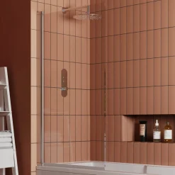 Vellamo Square Corner 6mm Glass Bath Screen - 1400 x 800mm