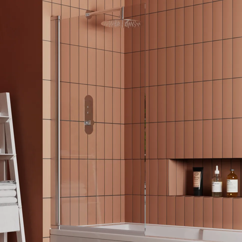 Vellamo Square Corner 6mm Glass Bath Screen - 1400 x 800mm