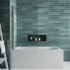 Vellamo Square Corner 6mm Glass Bath Screen - 1400 x 800mm
