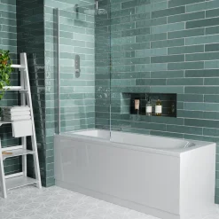 Vellamo Square Corner 6mm Glass Bath Screen - 1400 x 800mm