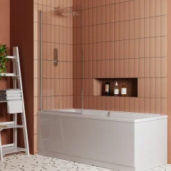 Vellamo Square Corner 6mm Glass Bath Screen - 1400 x 800mm
