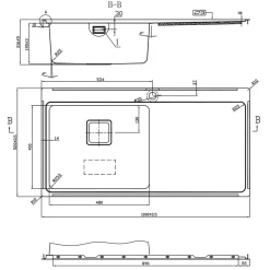 Vellamo Steel Horizon Large 1 Bowl Stainless Steel Kitchen Sink & Waste Kit - 1000 x 520mm