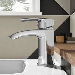 Vellamo Swift Chrome Basin Mixer Tap & Waste and Deck Mounted Bath Mixer Tap