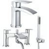 Vellamo Swift Chrome Basin Mixer Tap & Waste and Bath Shower Mixer Tap with Shower Kit