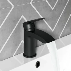 Vellamo Swift Matt Black Basin Mixer Tap & Waste