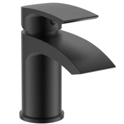 Vellamo Swift Matt Black Basin Mixer Tap & Waste