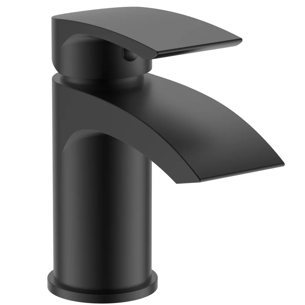 Vellamo Swift Matt Black Basin Mixer Tap & Waste