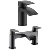 Vellamo Swift Matt Black Basin Mixer Tap & Waste and Deck Mounted Bath Mixer Tap