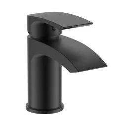 Vellamo Swift Matt Black Basin Mixer Tap & Waste and Deck Mounted Bath Mixer Tap