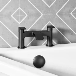 Vellamo Swift Matt Black Deck Mounted Bath Filler