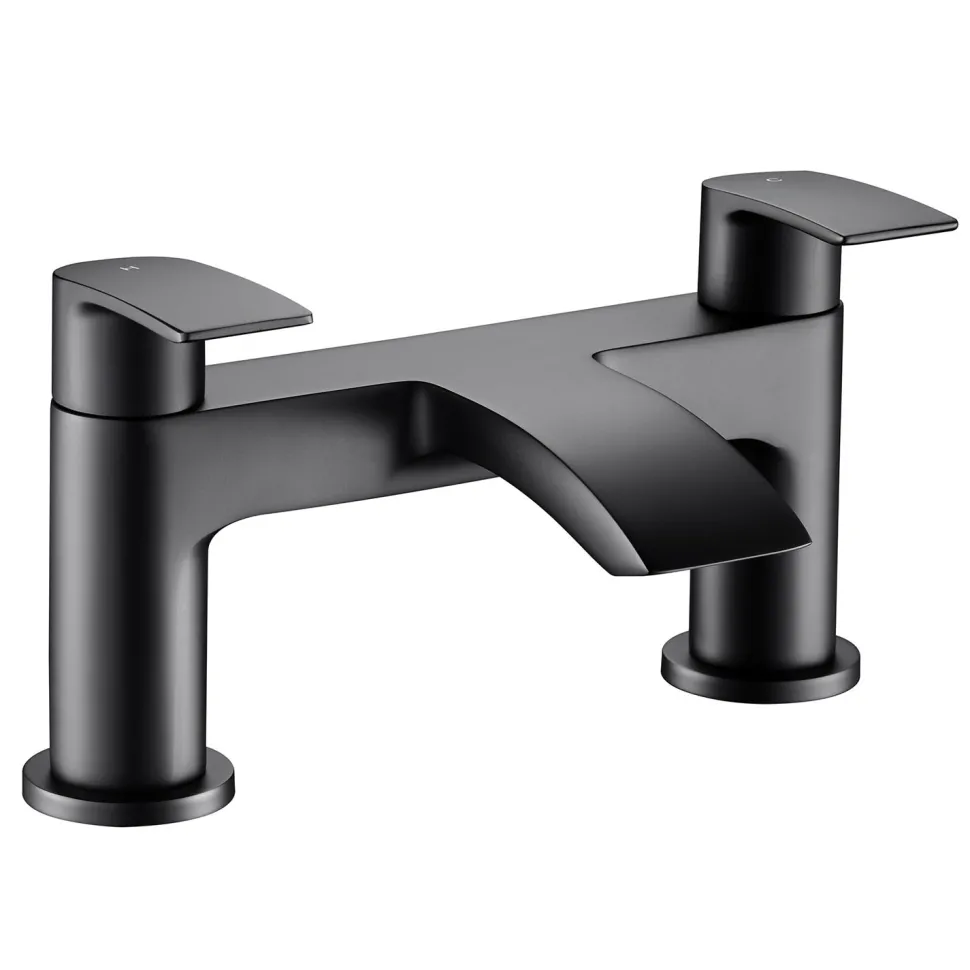 Vellamo Swift Matt Black Deck Mounted Bath Filler