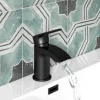 Vellamo Swift Matt Black Mini Basin Mixer Tap & Clicker Waste