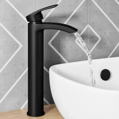 Vellamo Swift Matt Black Tall Basin Mixer Tap