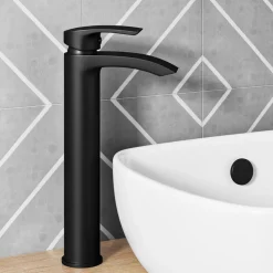 Vellamo Swift Matt Black Tall Basin Mixer Tap