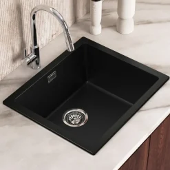 Vellamo Terra 1 Bowl Granite Composite Inset / Undermount Kitchen Sink & Waste - 533 x 457mm