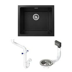 Vellamo Terra 1 Bowl Granite Composite Inset / Undermount Kitchen Sink & Waste - 533 x 457mm