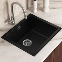 Vellamo Terra 1 Bowl Granite Composite Inset / Undermount Kitchen Sink & Waste - 533 x 457mm