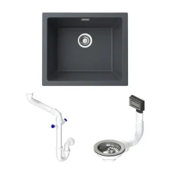 Vellamo Terra 1 Bowl Granite Composite Inset / Undermount Kitchen Sink & Waste - 533 x 457mm
