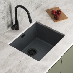 Vellamo Terra 1 Bowl Granite Composite Inset / Undermount Kitchen Sink & Waste - 533 x 457mm