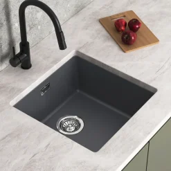 Vellamo Terra 1 Bowl Granite Composite Inset or Undermount Kitchen Sink & Waste - 430 x 460mm