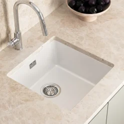 Vellamo Terra 1 Bowl Granite Composite Inset or Undermount Kitchen Sink & Waste - 430 x 460mm