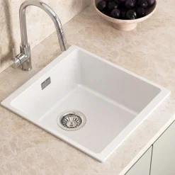 Vellamo Terra 1 Bowl Granite Composite Inset or Undermount Kitchen Sink & Waste - 430 x 460mm