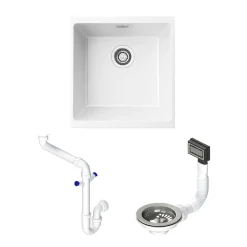 Vellamo Terra 1 Bowl Granite Composite Inset or Undermount Kitchen Sink & Waste - 430 x 460mm