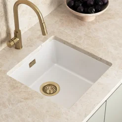 Vellamo Terra 1 Bowl Granite Composite Inset or Undermount Kitchen Sink & Waste - 430 x 460mm