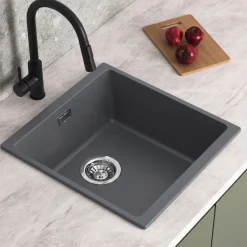 Vellamo Terra 1 Bowl Granite Composite Inset or Undermount Kitchen Sink & Waste - 430 x 460mm