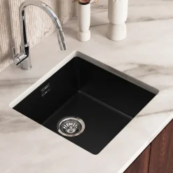 Vellamo Terra 1 Bowl Granite Composite Inset or Undermount Kitchen Sink & Waste - 430 x 460mm