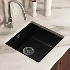 Vellamo Terra 1 Bowl Granite Composite Inset or Undermount Kitchen Sink & Waste - 430 x 460mm