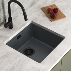 Vellamo Terra 1 Bowl Granite Composite Inset or Undermount Kitchen Sink & Waste - 430 x 460mm