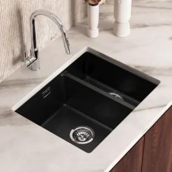 Vellamo Terra 1.5 Bowl Granite Composite Inset/Undermount Kitchen Sink & Waste Kit - 555 x 460mm