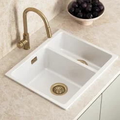 Vellamo Terra 1.5 Bowl Granite Composite Inset/Undermount Kitchen Sink & Waste Kit - 555 x 460mm