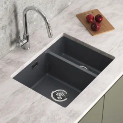 Vellamo Terra 1.5 Bowl Granite Composite Inset/Undermount Kitchen Sink & Waste Kit - 555 x 460mm