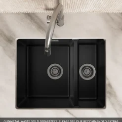 Vellamo Terra 1.5 Bowl Granite Composite Inset/Undermount Kitchen Sink & Waste Kit - 555 x 460mm