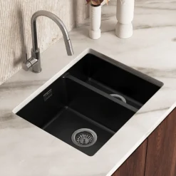Vellamo Terra 1.5 Bowl Granite Composite Inset/Undermount Kitchen Sink & Waste Kit - 555 x 460mm