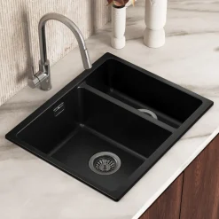 Vellamo Terra 1.5 Bowl Granite Composite Inset/Undermount Kitchen Sink & Waste Kit - 555 x 460mm