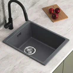 Vellamo Terra Compact 1 Bowl Granite Composite Inset or Undermount Kitchen Sink & Waste - 370 x 460mm
